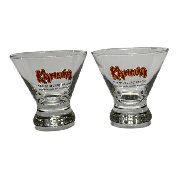 Set of 2 Kahlua Liqueur 6 oz Cocktail Glasses "The Everyday Exotic" 3-3/4" Tall - Picture 3 of 12